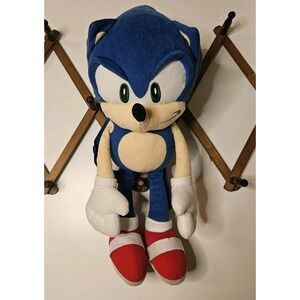 Sonic The Hedgehog Plush Backpack Mini Pocket Bag Straps 18"‎ On The Go Stuffed